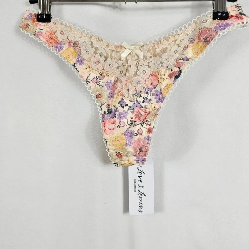 NWT For Love and Lemons Garden Party Thong - Size XS